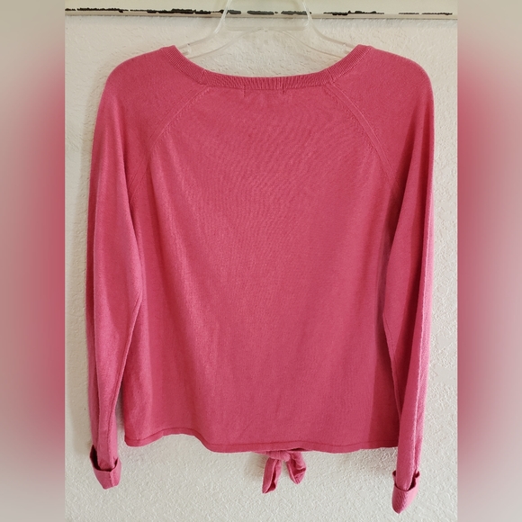 Sanctuary Coral Cotton Blend Long-Sleeve Pullover Tie-Front Sweater - Size Small - Picture 2 of 8